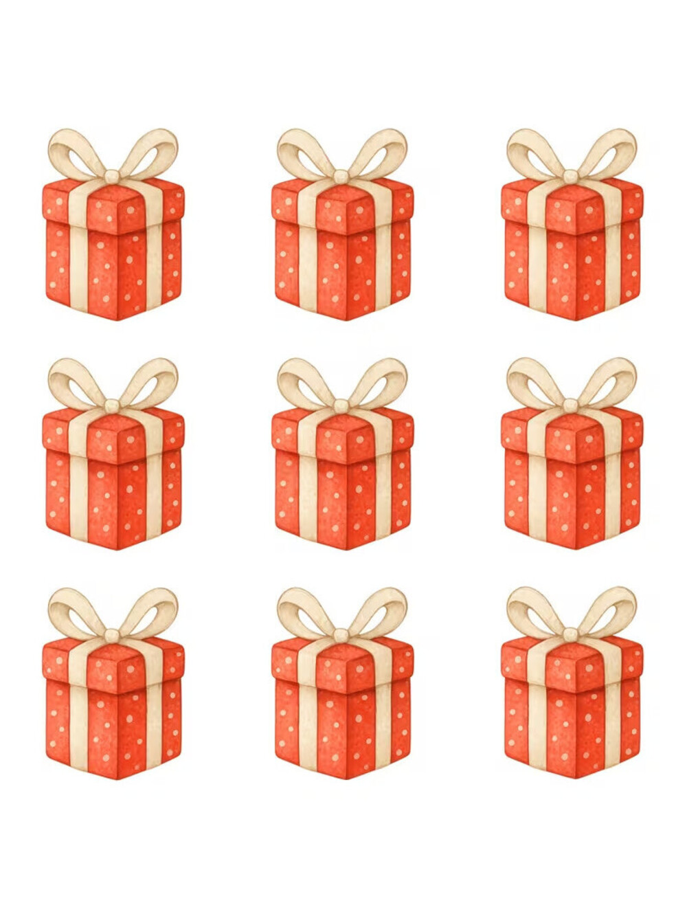 Pack of 9 Christmas Gift Box DTF Transfers, 9 Inch Tall Present Design